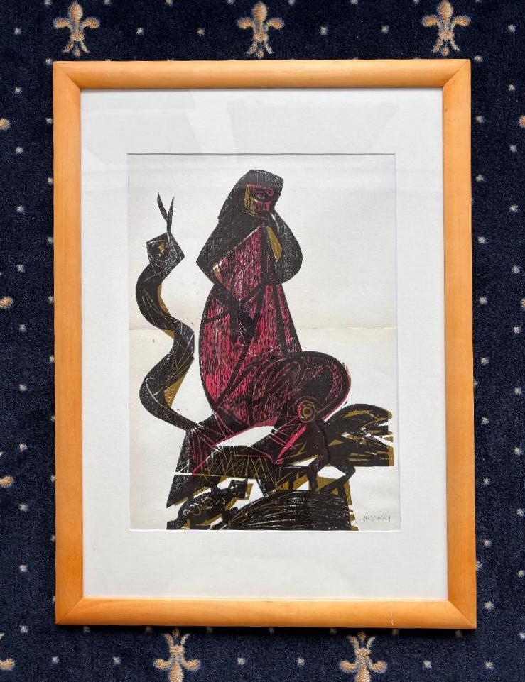 Grieshaber, 'Mädchen mit Schlange' :