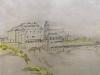Laupheim. - 'Ansicht von Laupheim im um 1850' : links oberhalb das Schloss, rech
